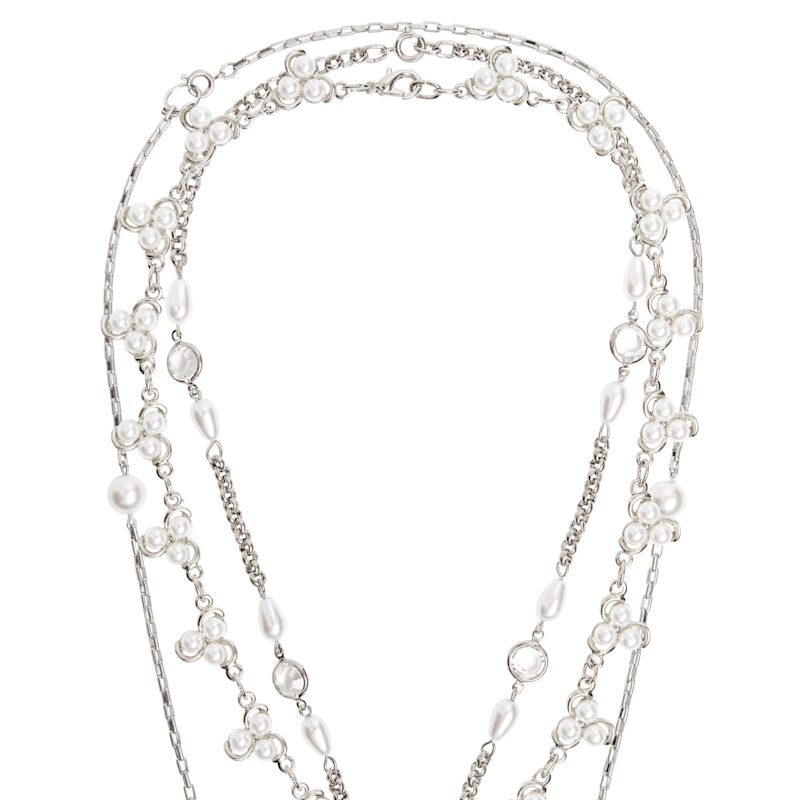Thumbnail of Silver And Pearl Layered Statement Necklace image
