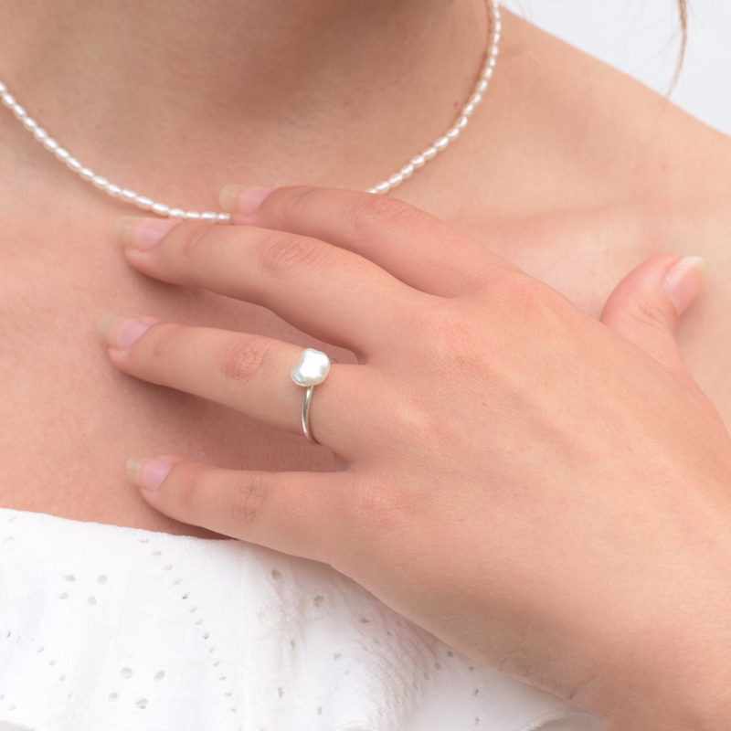 Thumbnail of Silver Baroque Pearl Ring image
