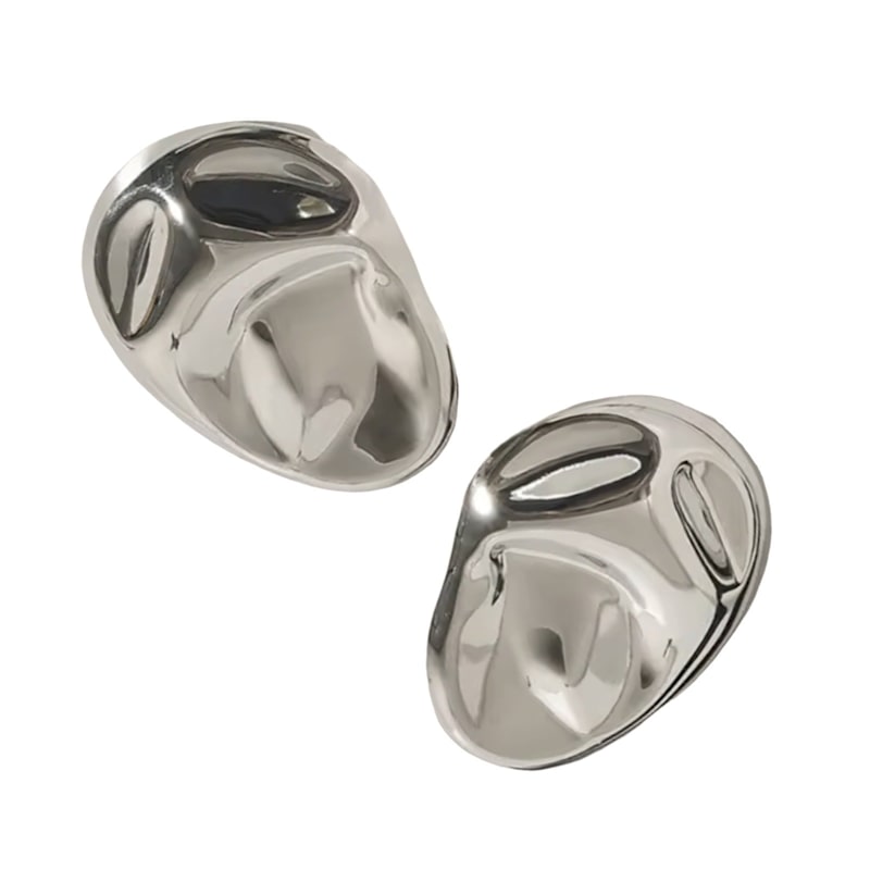 Thumbnail of Silver Big Geometric Oval Earrings image