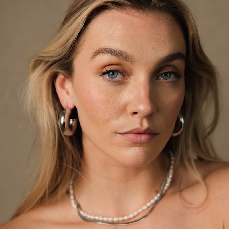 Thumbnail of Silver Chunky Statement Serena Hoops image
