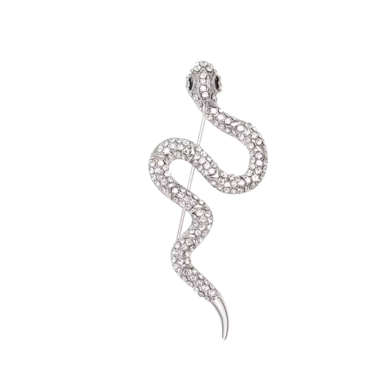 Thumbnail of Silver Crystal Snake Brooch image