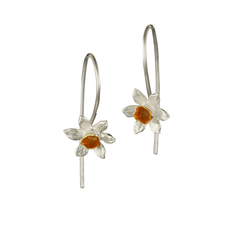 Thumbnail of Silver Daffodil Hook Earrings image