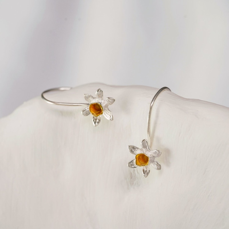 Thumbnail of Silver Daffodil Hook Earrings image