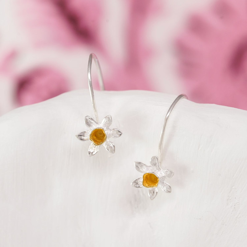Thumbnail of Silver Daffodil Hook Earrings image