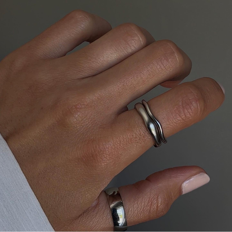 Thumbnail of Silver Stacked Waterproof Rings image