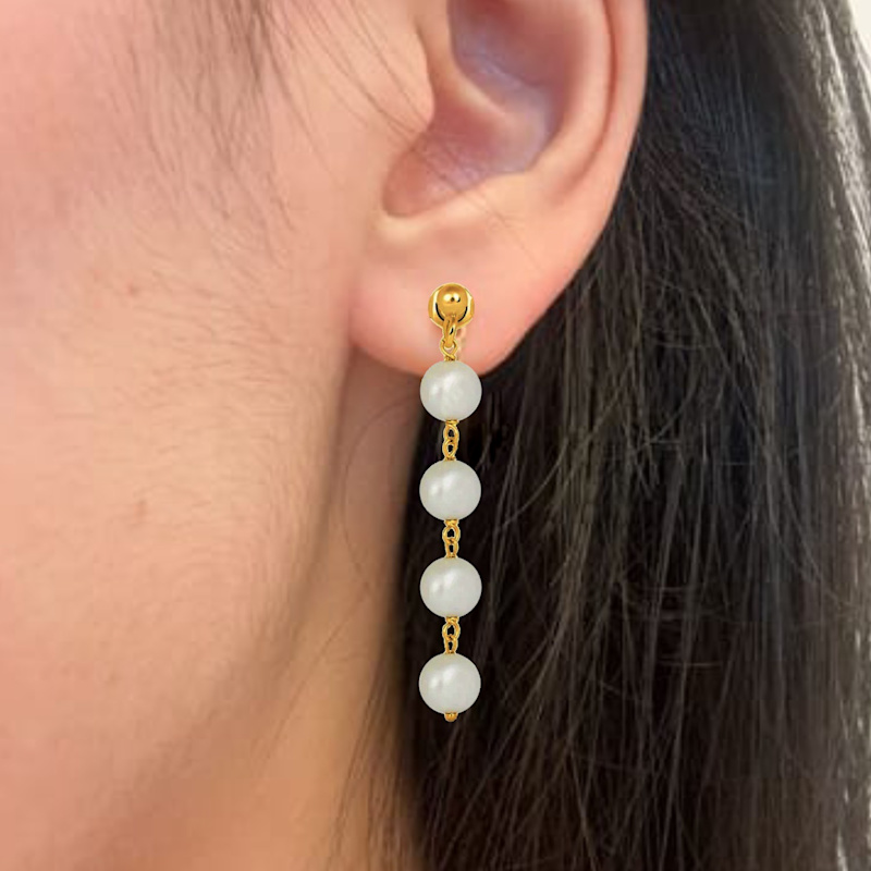 Thumbnail of Sterling Silver Pendant Earrings With Four Natural Pearls– Luxury Handmade Jewelry For Women image