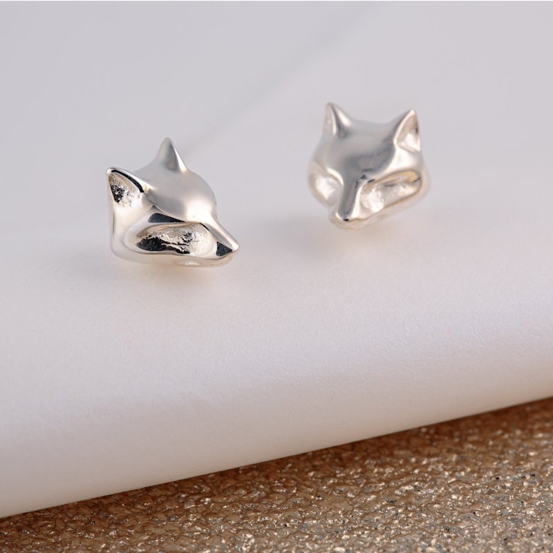 Thumbnail of Sterling Silver Fox Stud Earrings image