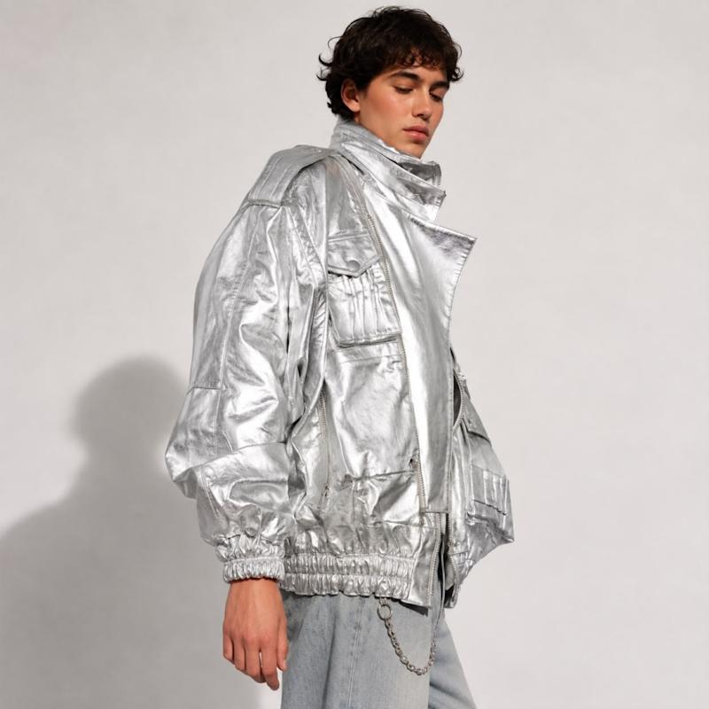 Silver Galaxy Bomber Leather Jacket | ZastaStudio | Wolf & Badger