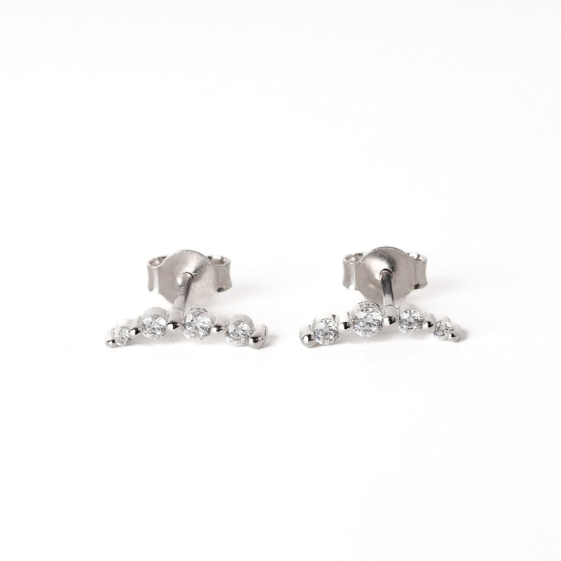 Thumbnail of Silver Gemstone Crawler Stud Earrings image