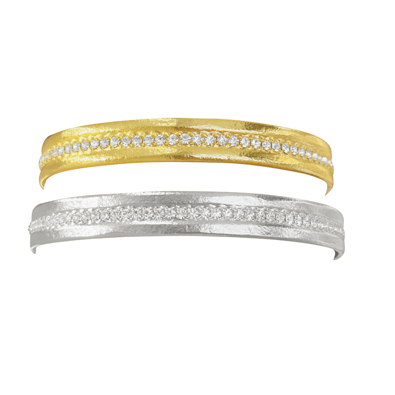 Thumbnail of Silver & Gold Zircon Bangles Cuffs image