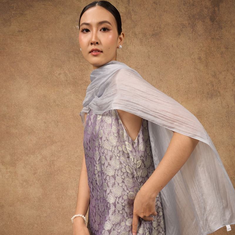 silver scarf for evening dress Silver Taffeta Wedding Shawl: Hands-Free Bridal Wrap, Evening Stole
