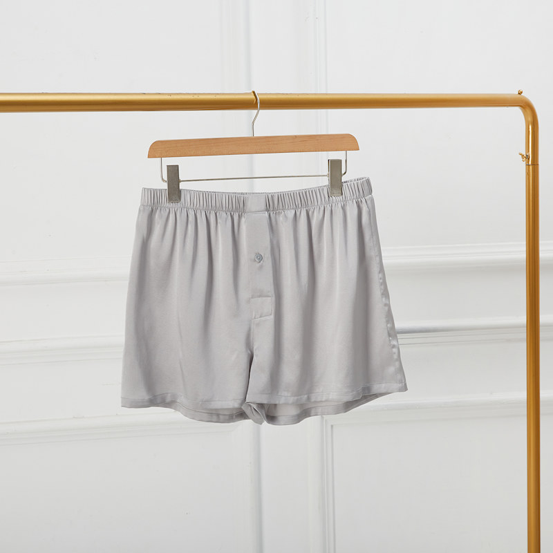 Silver Grey Pure Mulberry Silk Men's Boxers | Mid Rise With Button ...