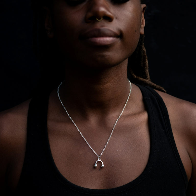 Thumbnail of Silver Headphones Necklace image