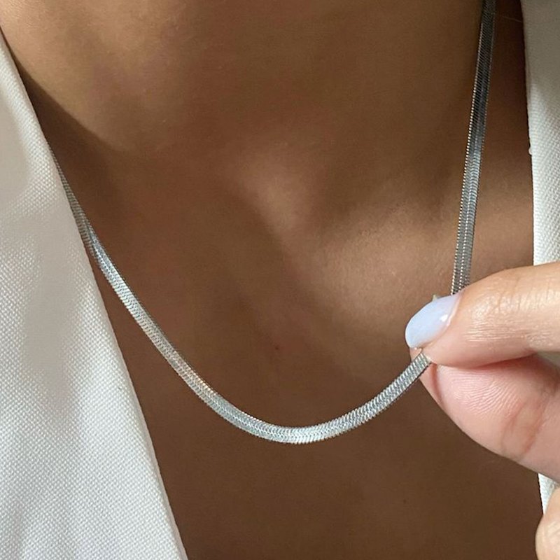 Silver Herringbone Chain Necklace | outofoffice | Wolf & Badger