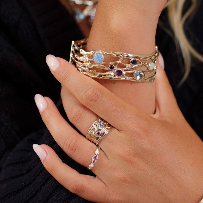 Thumbnail of Statement Blue Topaz, Amethyst & Iolite Silver Ring image