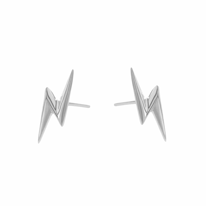 Thumbnail of Sterling Silver Lightning Bolt Stud Earrings image