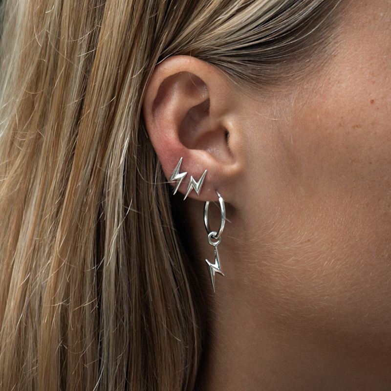 Thumbnail of Sterling Silver Lightning Bolt Stud Earrings image