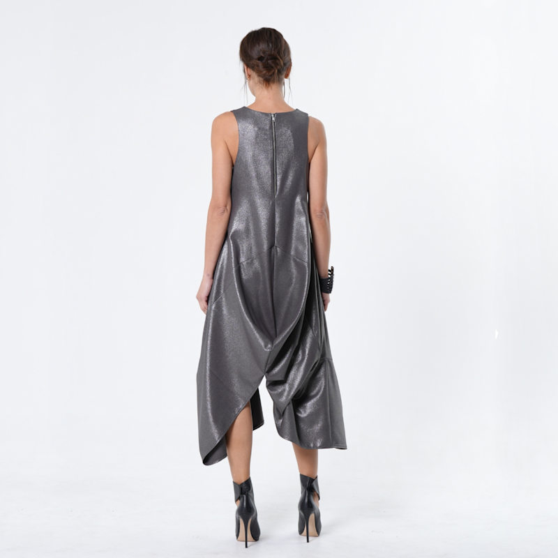 Thumbnail of Silver Metallic Sleeveless Maxi Dress image