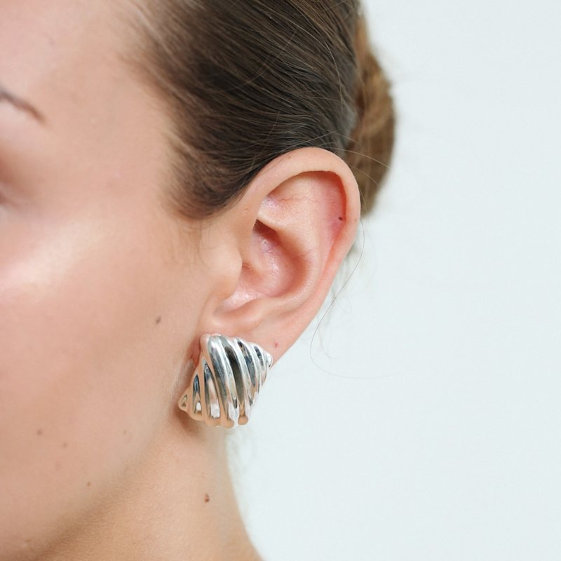 Thumbnail of Silver Oversized Wave Stud Earrings image