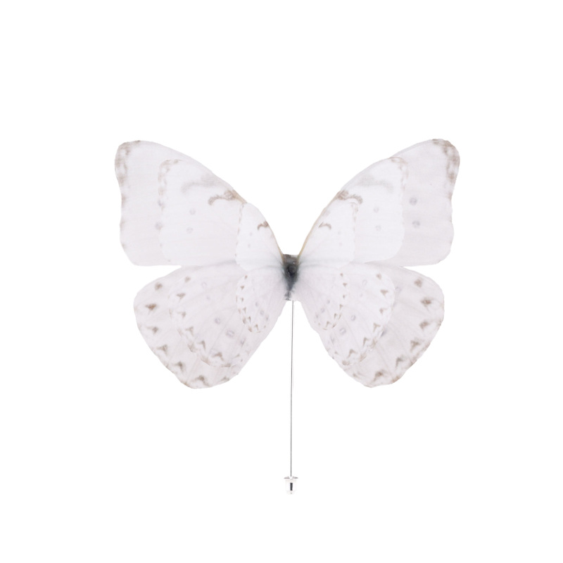 Thumbnail of Silver Pin Off White Silk Butterfly Brooch image