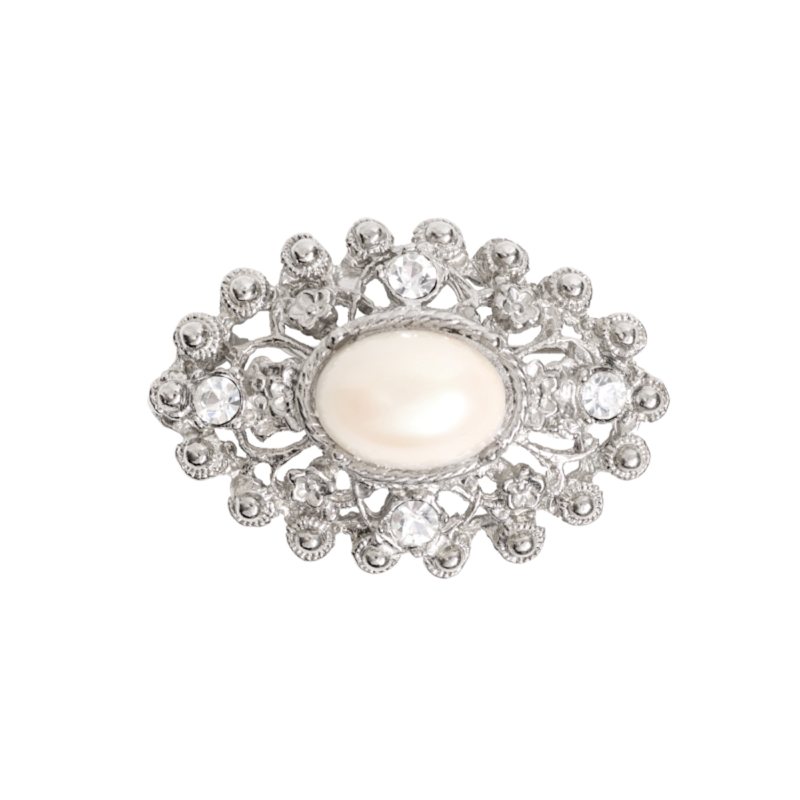 Thumbnail of Silver Plated Pearl Oval Brooch image