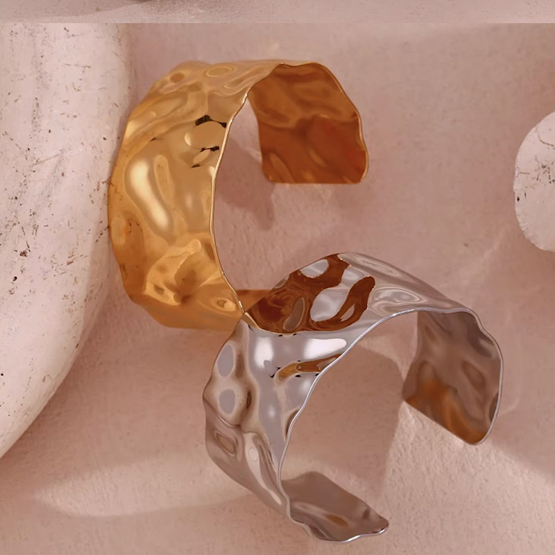 Thumbnail of Silver Rhea Hammered Open Cuff Bracelet image
