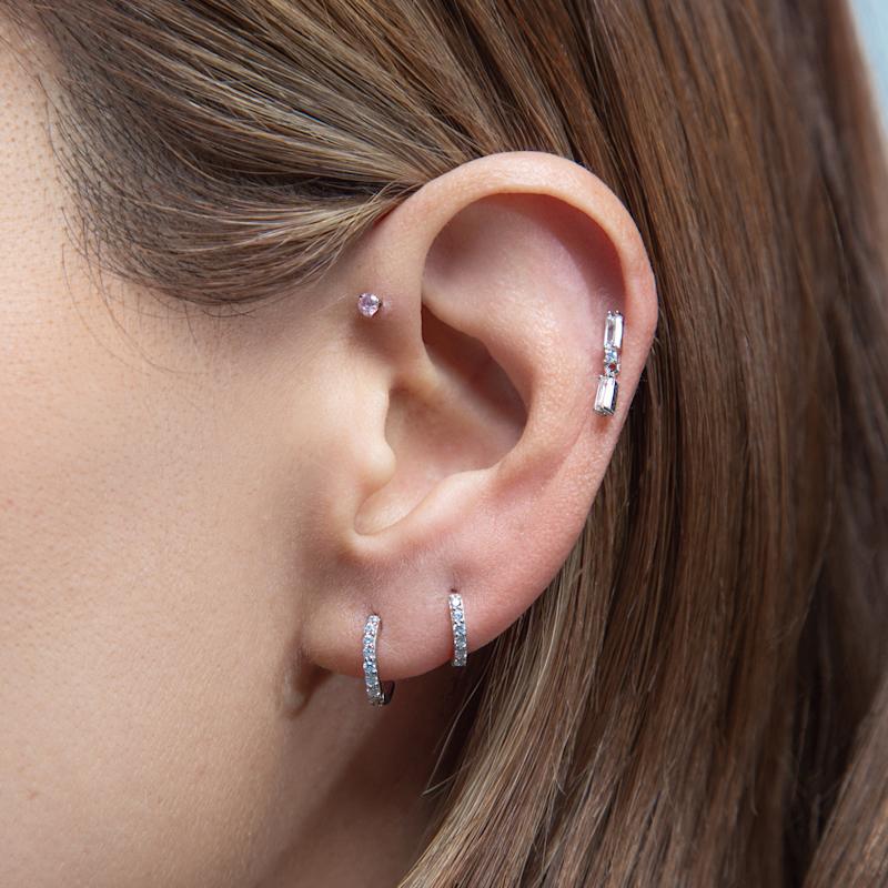 Thumbnail of Silver Seven Mm Huggie Hoop Earring image