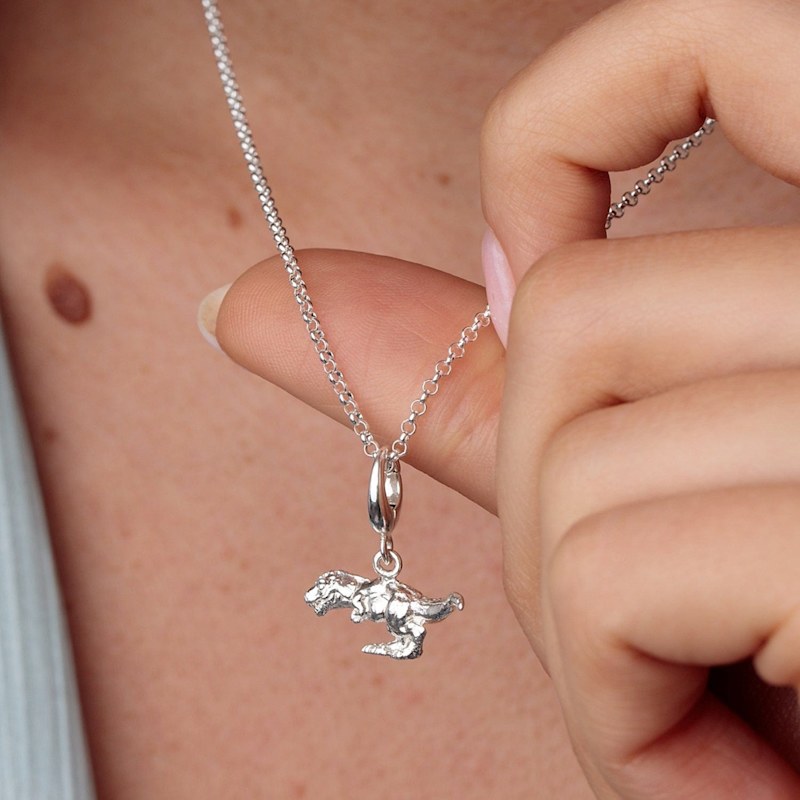 Thumbnail of Sterling Silver T-Rex Dinosaur Charm Necklace image