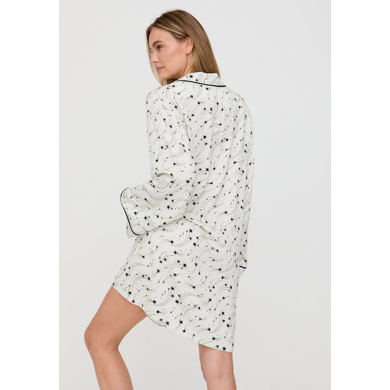 Thumbnail of Simone Long Sleeve Shooting Star Print Nightshirt In Cream image