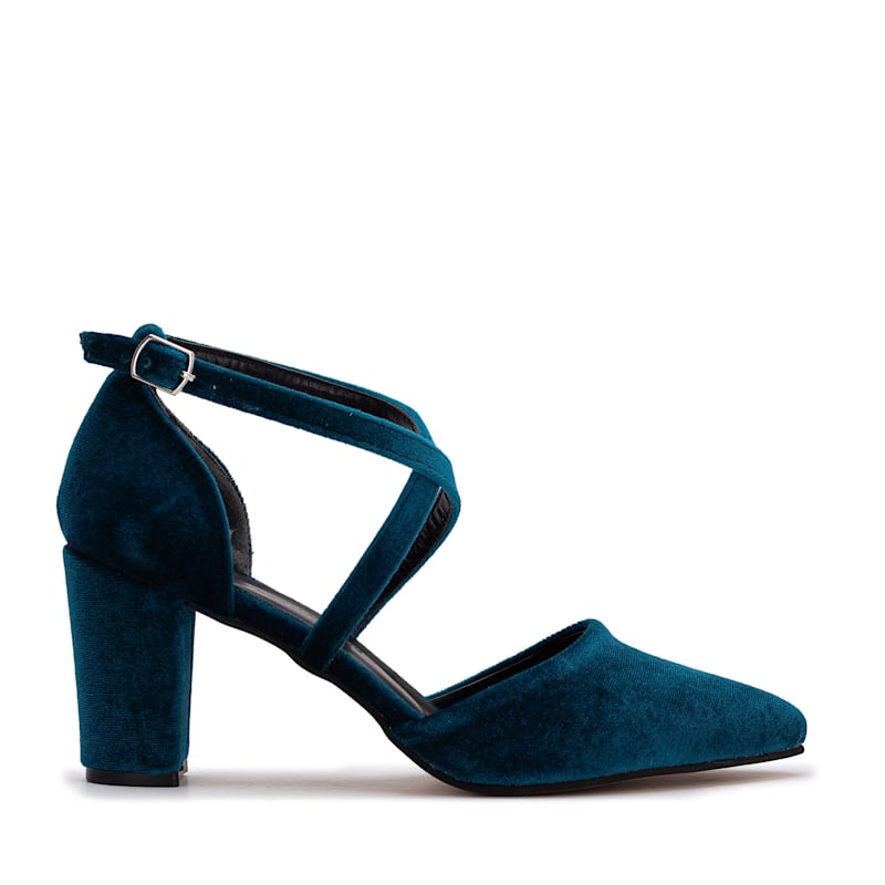 Sina Teal Blue Velvet High Heels Forever Always Shoes Wolf