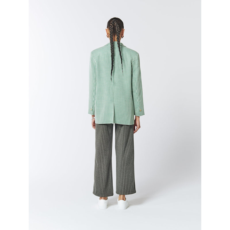 Thumbnail of Single Breasted Checked Tweed Blazer In Cactus Green image
