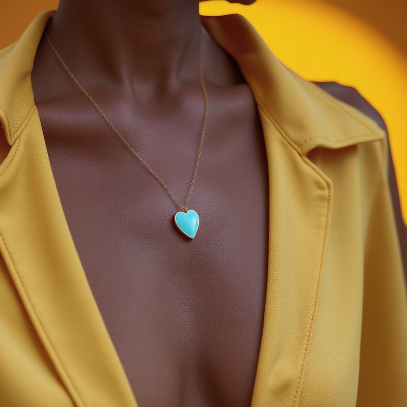 Thumbnail of Single Hearted Girl Turquoise Gold Filled Necklace With Magnetic Clasp image