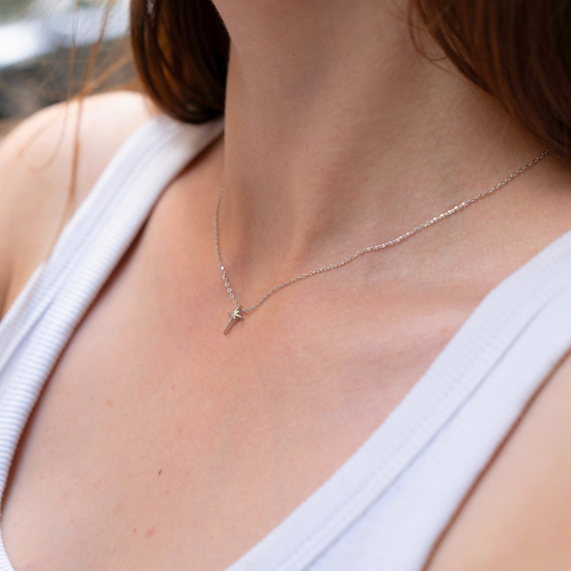 Thumbnail of Single Star Sterling Silver Necklace - Silver image