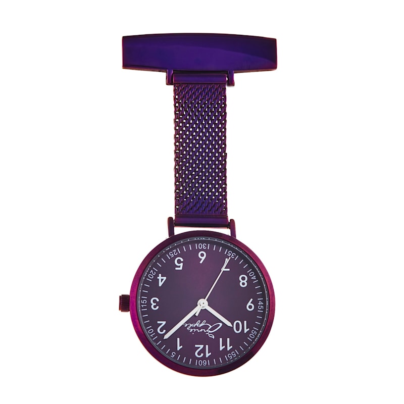 Thumbnail of Annie Apple Meraki Silver & Purple Mesh Nurse Fob Watch image