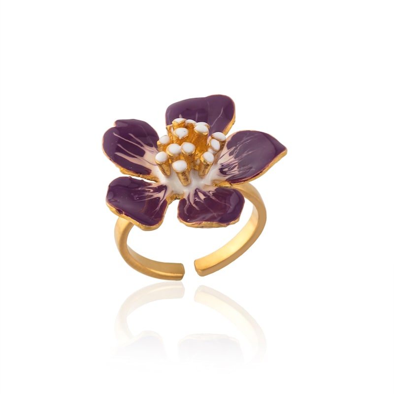 Thumbnail of Purple Cherry Blossom Flower Adjustable Ring image