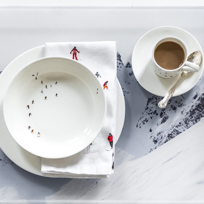Thumbnail of Skiers Printed Linen Napkin image