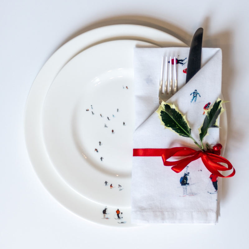 Thumbnail of Skiers Printed Linen Napkin image