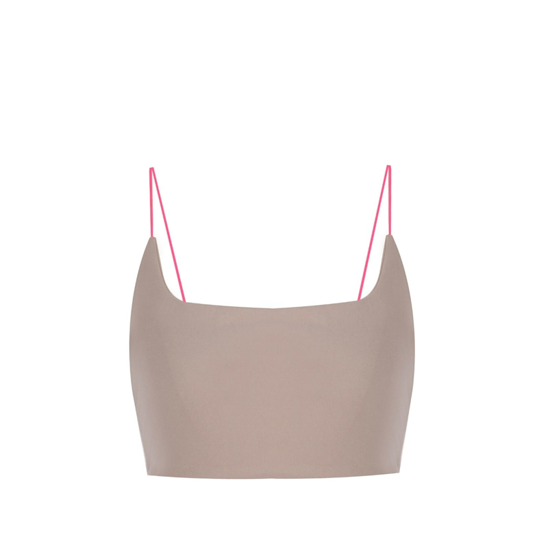 Thumbnail of Skinny Bra - Colour Taupe - Sports Bralette With Spaghetti Straps image