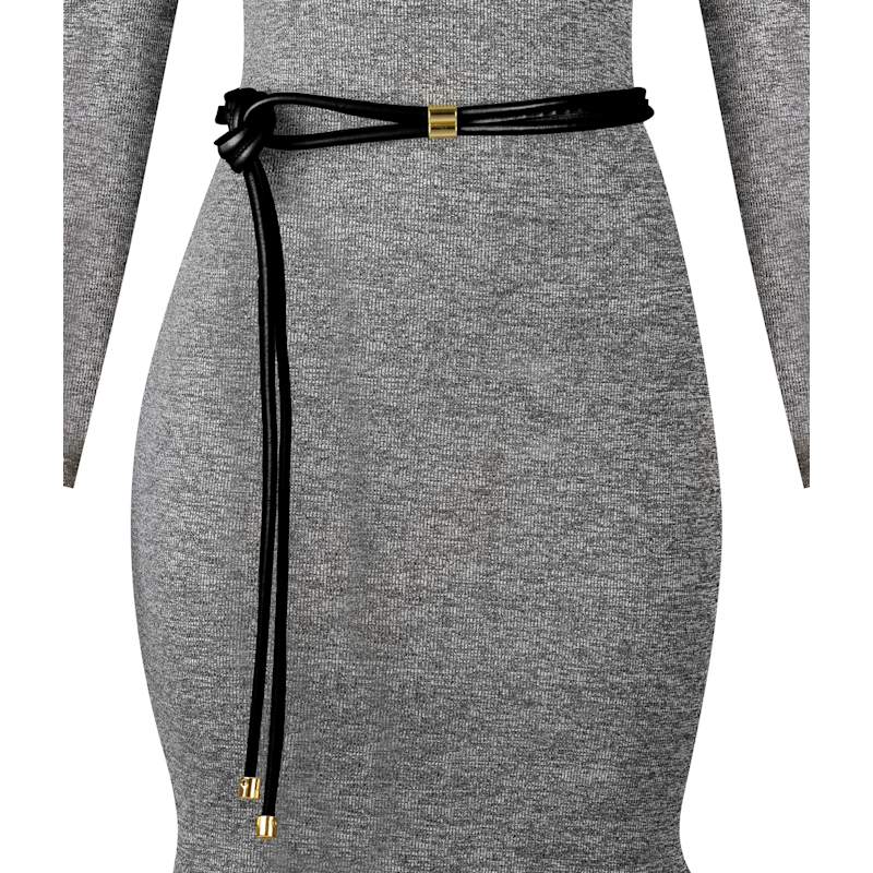 Thumbnail of Skinny Wrap Leather Belt - Black image