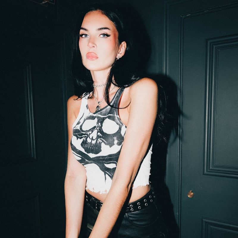 Thumbnail of Skull & Crossbones Distressed Beater - White image