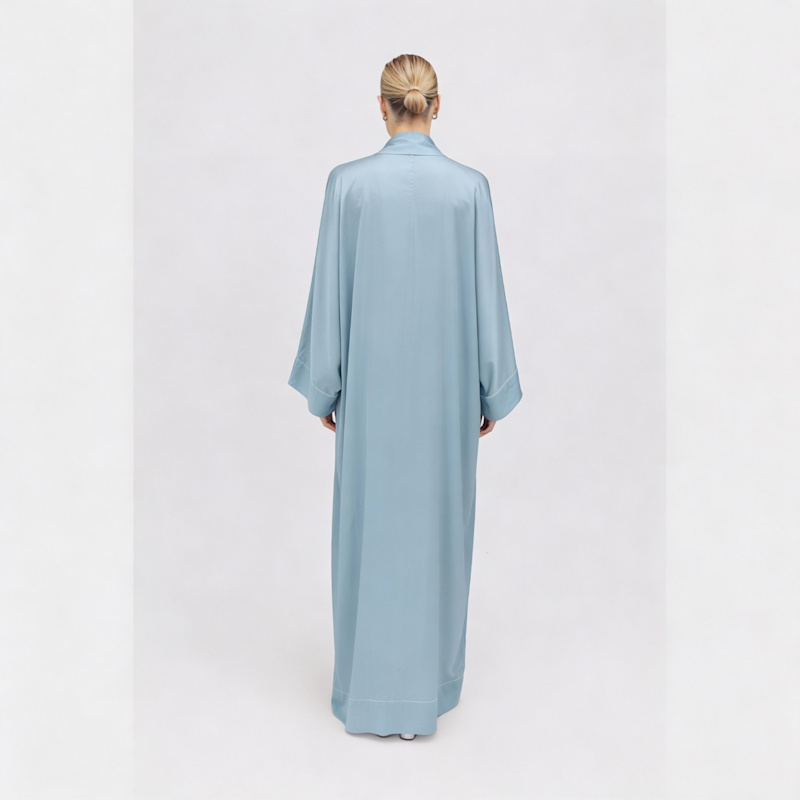 Thumbnail of Sky Blue Satin Abaya Kaftan image