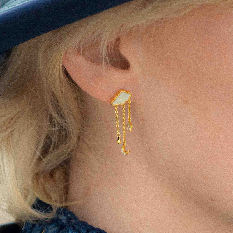 Thumbnail of Skye Rain Cloud Gold Droplet Earrings image