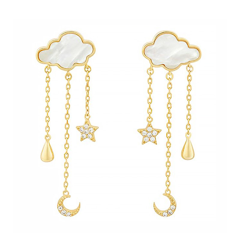 Thumbnail of Skye Rain Cloud Gold Droplet Earrings image
