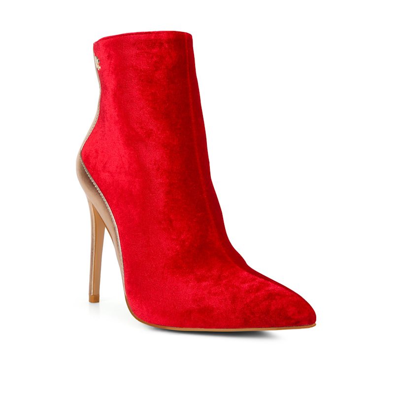 Thumbnail of Slade Metallic Highlight High Heeled Ankle Boots In Red By Rag & Co image