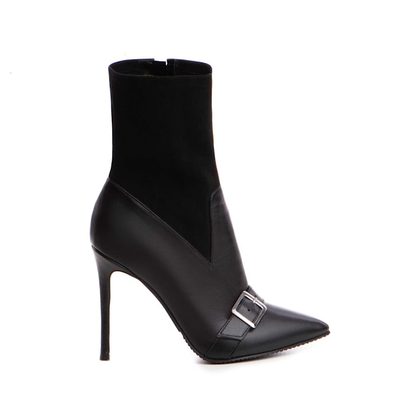 Sleek Black Stretch Leather Ankle Boots | The 5th Element  display picture 1