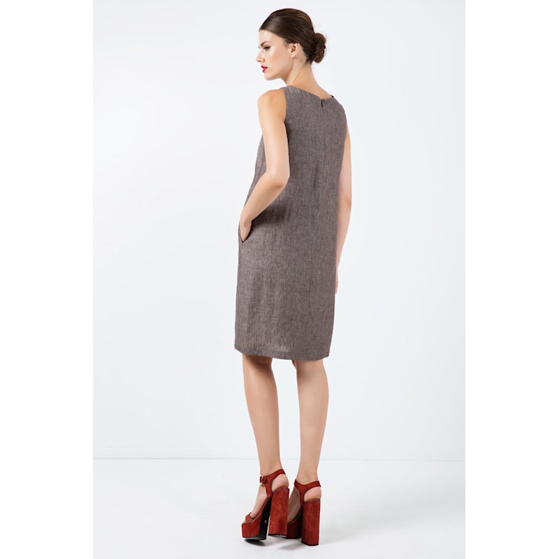 sack dress Sleeveless Brown Linen | Conquista Easy Taco Salad with M5W13938 Fashion wool crepe Color:Light Heather Gray