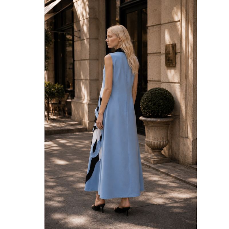 Thumbnail of Sleeveless High Neck Occasion Dress - Light Blue image