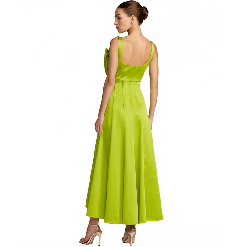 Thumbnail of Sleeveless Satin Midi Dress With Bow Detail image