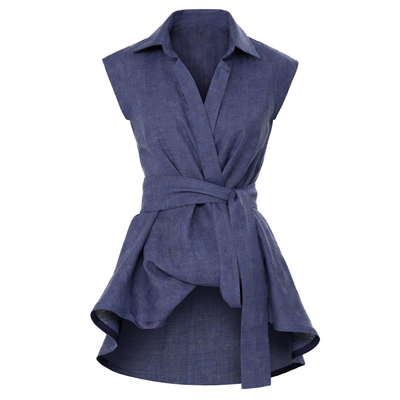 Thumbnail of Sleeveless Shirt From Linen Denim In Blue image