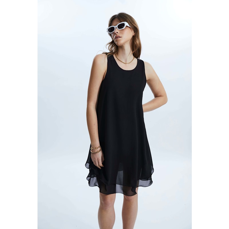 Thumbnail of Sleeveless Wave Hem Dress Black image